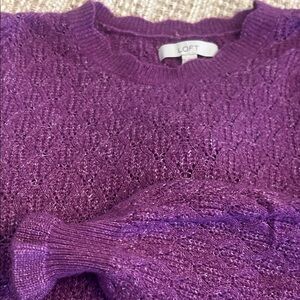 LOFT Women's Rich Purple Crew Neck Sweater